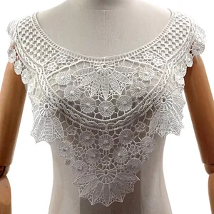 Elegant large white water-soluble lace hollow embroidery fake collar for dress decor