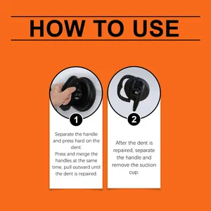 Step-by-step instruction guide showing how to use the car dent repair suction cup tool