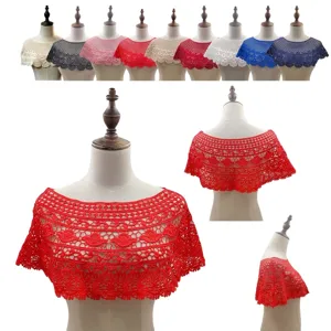 Women Hollow Out Lace Crochet Shawl Shrug Short Jacket Fashion Floral Pattern Bolero Top For Wedding Party Evening Casual Wear