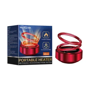 Vista detallada del calentador molecular portátil rojo Homonth y su caja de venta