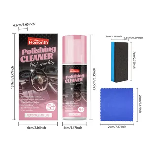 Kit pulitore lucidante per interni auto con spray 100ml, spugna e panno microfibra