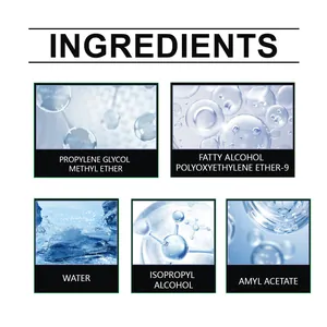Panoramica dettagliata degli ingredienti del rinnovatore per interni auto con alcol ed eteri