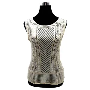 Cotton Hollow Lace Vest Sleeveless Boho Cami Top For Women Beach Bikini Cover Up Embroidered Waistcoat Knit Vest
