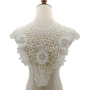 White floral lace hollow-out fake collar capelet for women clothing accessories