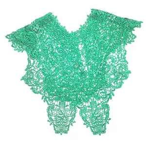Detailed view of elegant green lace hollow embroidered false collar cape for women