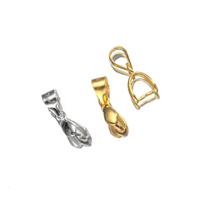 Detail view of 925 sterling silver and gold-plated pendant bails for jewelry making DIY