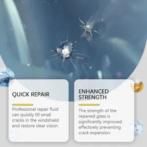 Close-up of windshield crack repair effect showing professional resin fluid results.
