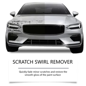 Comparison showing effective scratch and swirl removal on white car paint surface.