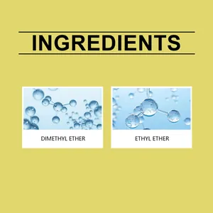 Detailed ingredient display showing molecular structures of Dimethyl and Ethyl Ether