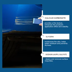 Ingrediënten van de krasverwijderaar voor auto's met calciumcarbonaat en glycerine-effect.