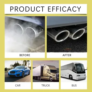 Catalytic converter cleaner efficacy before and after exhaust smoke reduction for cars and trucks.