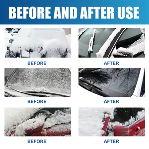 Comparación antes y después del descongelamiento y derretimiento de nieve en parabrisas