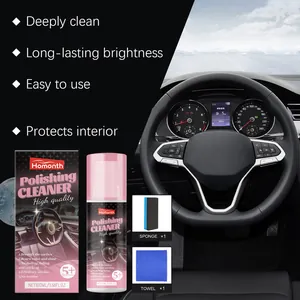 Vista dettagliata del kit pulizia interni auto Homonth con spugna e panno in microfibra