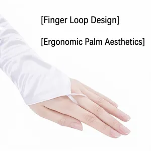 Elegante weiße lange Brauthandschuhe aus Satin mit Fingerschlaufen-Design für Hochzeiten