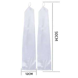 Lange weiße Brauthandschuhe aus Satin mit Fingerschlaufe und 50 cm Länge