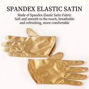Elegant gold spandex elastic satin short gloves for stage performance or painting