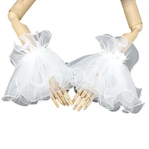 Poignets élégants en dentelle blanche à volants pour mariée ou accessoires Lolita