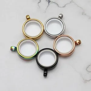 20mm round stainless steel locket pendants in gold silver rose gold black and rainbow