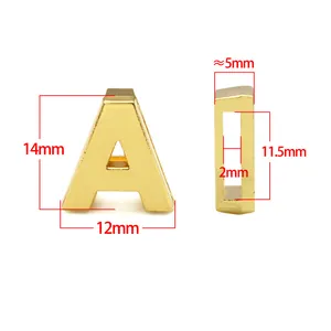 Specifiche dettagliate e dimensioni della perlina a scorrimento lettera A in oro