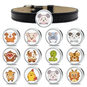 Set mit 12 Zeichentrick-Sternzeichen 8mm Schiebeperlen für Lederarmbänder oder Halsbänder