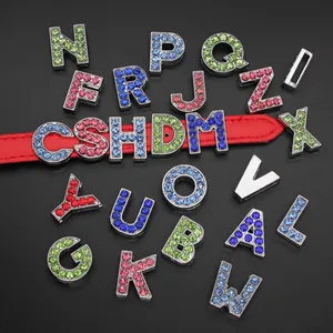 10mm rhinestone-encrusted letters DIY jewelry accessories shown on a red strap