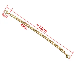 Golden curb chain extension with lobster clasps, 12cm length dimension detail view