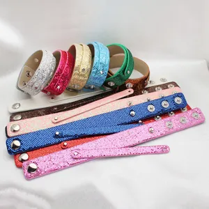 Colorful DIY glitter snap bracelets with double-layer sequins and metal buttons