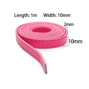 Correa de cuero sintético rosa de 10mm, 1 metro de largo con costuras para manualidades