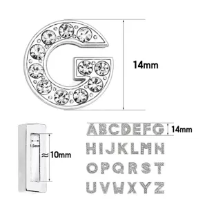 10mm silver rhinestone alphabet slide charms set for DIY personalized wristband bracelets