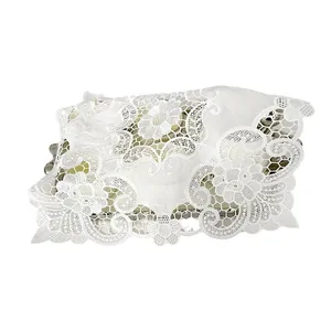 Eleganter weißer Retro-Spitzentischdecke mit hohlem Blumenmuster Staubschutzhülle