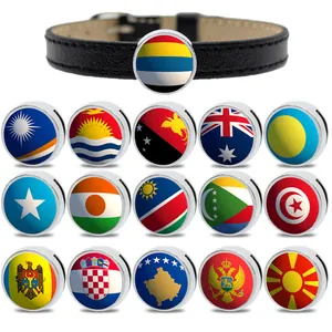 Ciondoli Scorrevoli in Lega di Zinco da 8mm per Braccialetti Fai-da-Te con Motivo a Bandiera Nazionale Perline Decorative per Cinture
