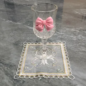 Europese Stijl Vierkante Kant Borduurwerk Tafelmat Hol Mesh Onderzetter Voor Huis Keuken Dineren Elegante Bloemen Mat