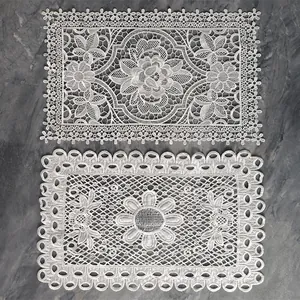 Weiße Spitze Bestickt Rechteckig Tischläufer Aushöhlung Floral Tischdecke Polyester Tischset Home Dining Hochzeit Dekoration