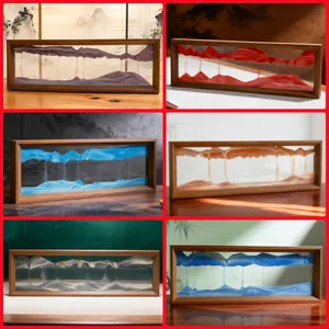 Détail de six variantes de couleurs différentes de l'art du sable mouvant 3D en bois