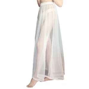 Funda de falda larga de tul blanco transparente para vestidos de novia y cosplay
