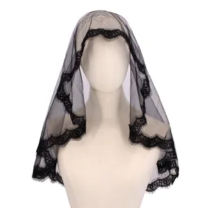 Voile noir en dentelle gothique pour cosplay Lydia Beetlejuice Halloween