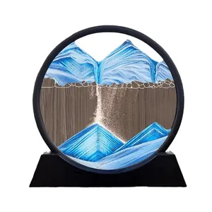 Ornamento decorativo d'arte con sabbia mobile 3D in cornice circolare relax scrivania