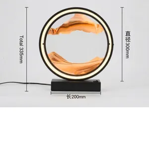 Lámpara de mesa de arte de arena movediza 3D con anillo de luz LED y dimensiones