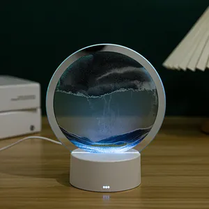 Lampada notturna creativa 3D con sabbia mobile per camera e atmosfera rilassante.
