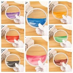 Moderno Vidrio Pintura de Arena Movediza Dinámica 3D Adorno Redondo Arte de Arena Escritorio Decorativo Alivio del Estrés Sin Base