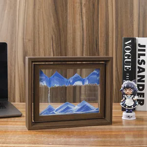 Rotierender Fließsand Bilderrahmen Gehärtetes Glas Holz Sandlandschaft In Bewegung Display Treibsand Bild Büro Deko Geschenk