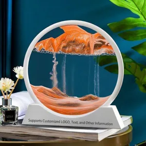 Modern Rund 3D Fließsand Kunst Sandbild Glas Ornament Tischdekoration Stressabbau Landschaft Büro Zuhause