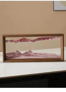 Detailansicht der 3D-Treibsandkunst mit rötlicher Landschaft in einem Holzrahmen