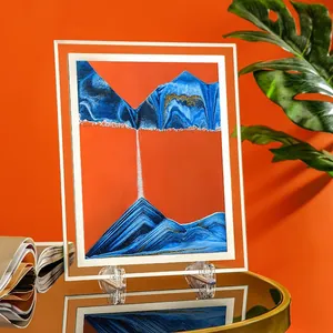 Quadro 3D con Sabbie Mobili Paesaggio Marino Cornice in Vetro Pittura Dinamica di Sabbia Ornamento Relax da Tavolo per Casa e Ufficio