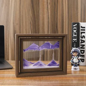 Dekoratives 3D-Treibsandbild in einem rotierenden Holzrahmen für das Heimbüro