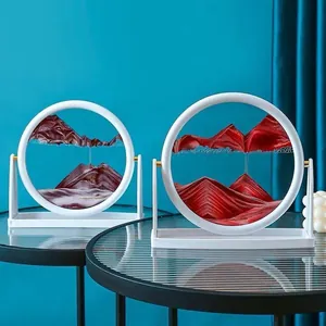 Arte de arena móvil 3D creativo cuadro redondo de vidrio pintura decorativa de mesa