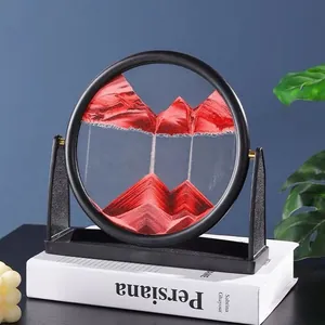 Arte de arena movediza 3D de 12 pulgadas con arena roja y marco circular