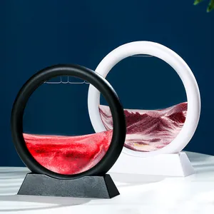 Quadri di sabbia mobile 3D rotondi in nero e bianco per decorazione scrivania e regalo