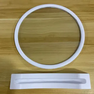 Detalle del marco circular de plástico blanco y base para arte de arena movediza vidrio