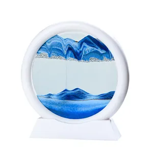 Decorazione artistica circolare con sabbia mobile 3D e paesaggio blu e bianco